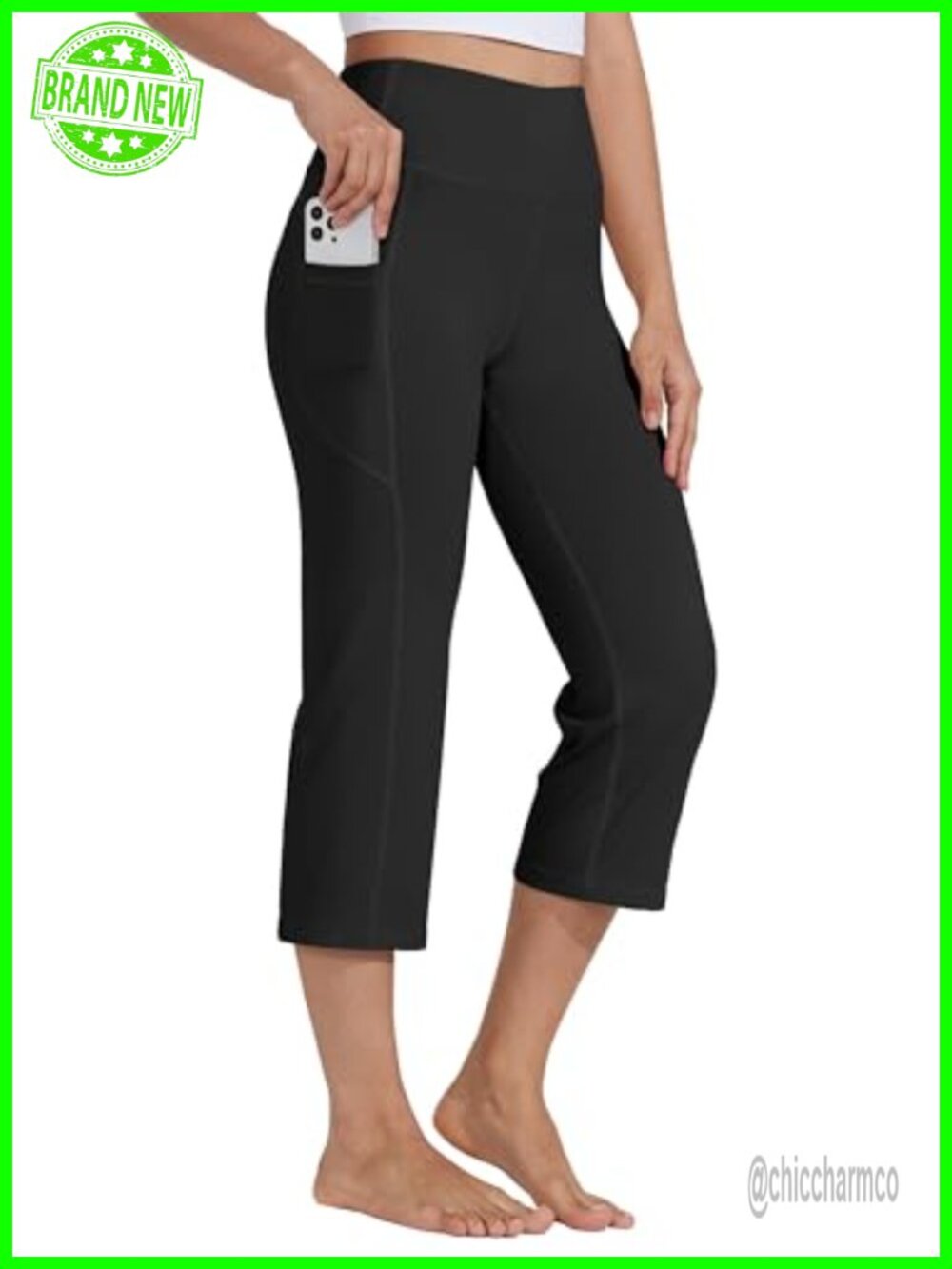 Women's Yoga Capris High Waist Straight Leg 21" Inseam Pockets